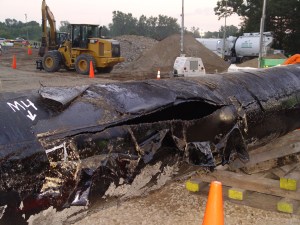 Section of the pipe from the Kalamazoo spill